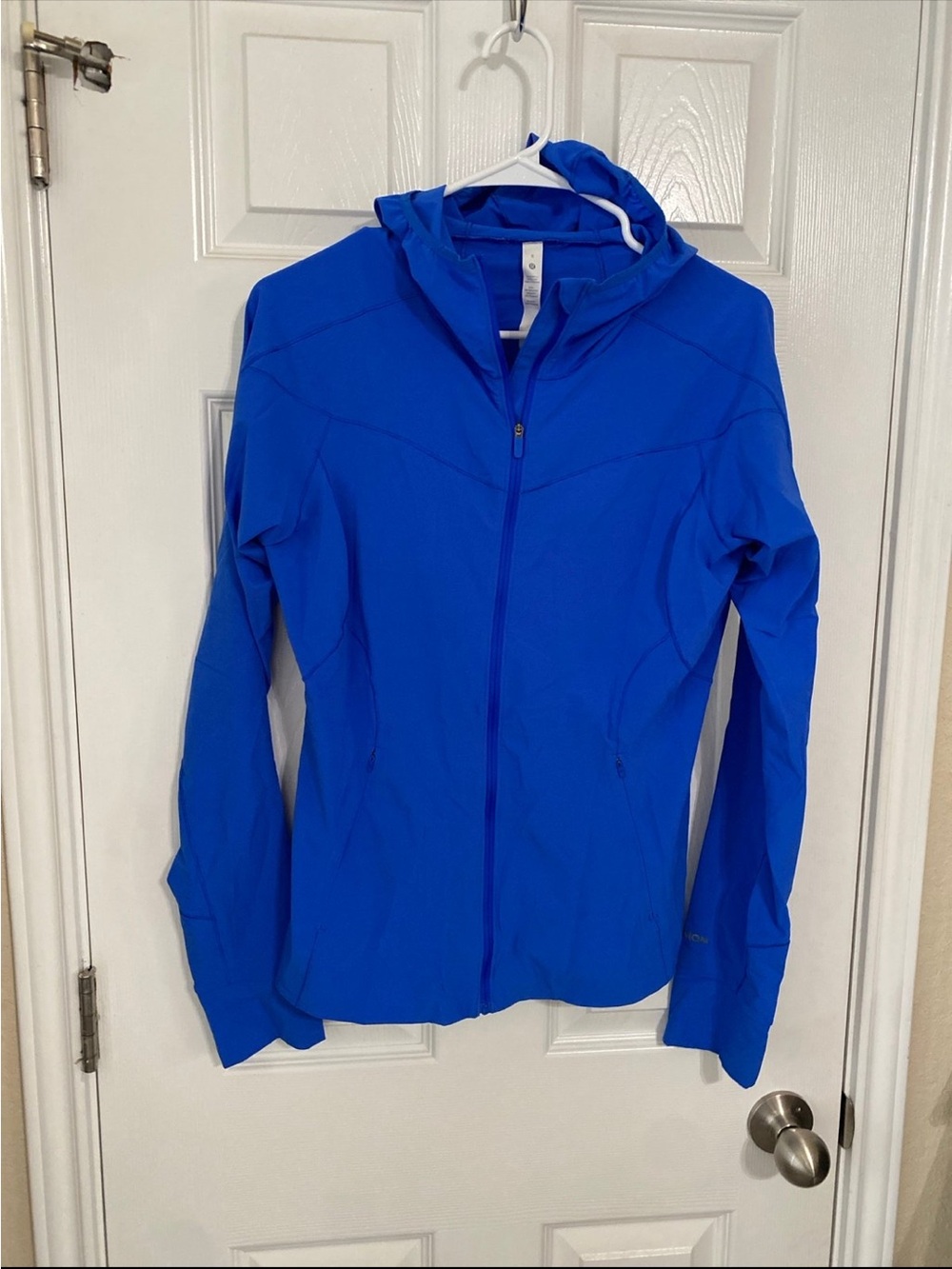 lululemon athletica cobalt blue hooded zip-up utility jacket